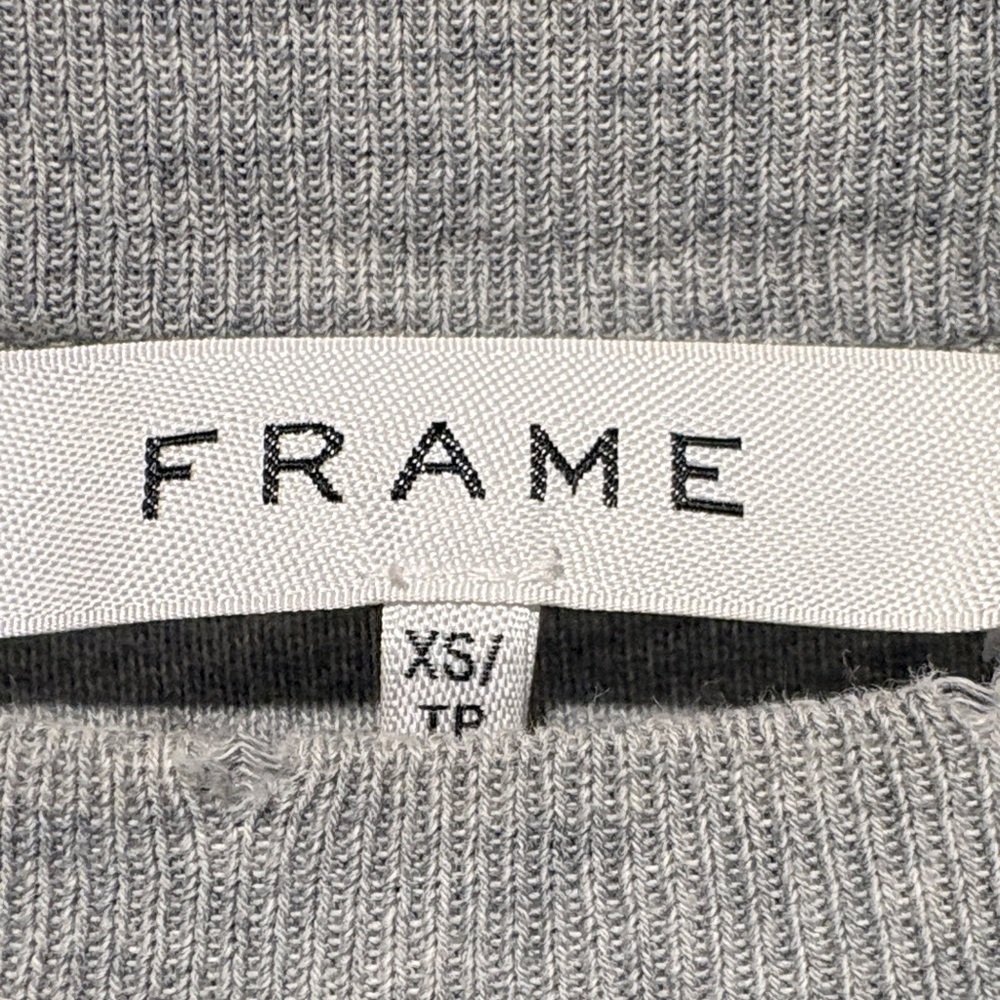 Frame Denim Gray Ribbed Cropped Pullover - Picture 2 of 2